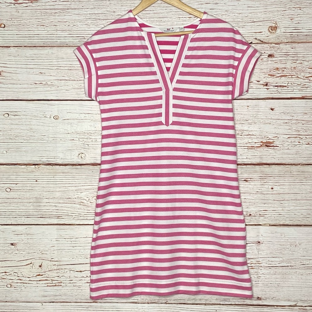 Vineyard Vines Knit Stripe Swing Dress In Pink and White Sz XXS - Picture 4 of 15
